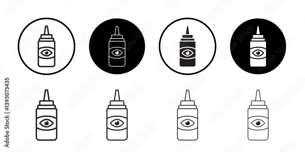 EYE DROP icon outline collection or set in black and white EYE DROP icon outline collection or set in black and white