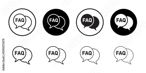 FAQ icon outline collection or set in black and white