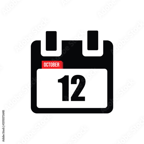 calender icon, 12 october icon with white background