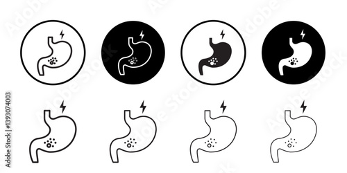 Gastritis icon outline collection or set in black and white
