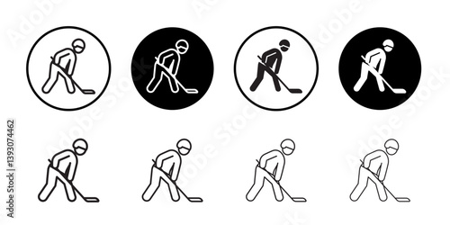 Hockey player icon outline collection or set in black and white