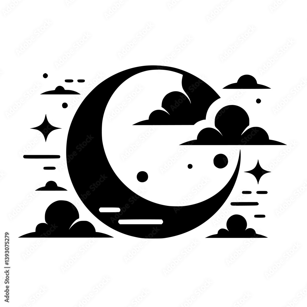 Minimalist Night Sky: Moon, Clouds, and Stars Minimalist Night Sky: Moon, Clouds, and Stars