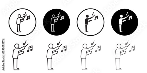Music conductor icon outline collection or set in black and white