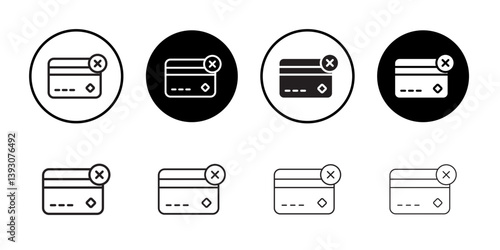 Payment cancel icon outline collection or set in black and white