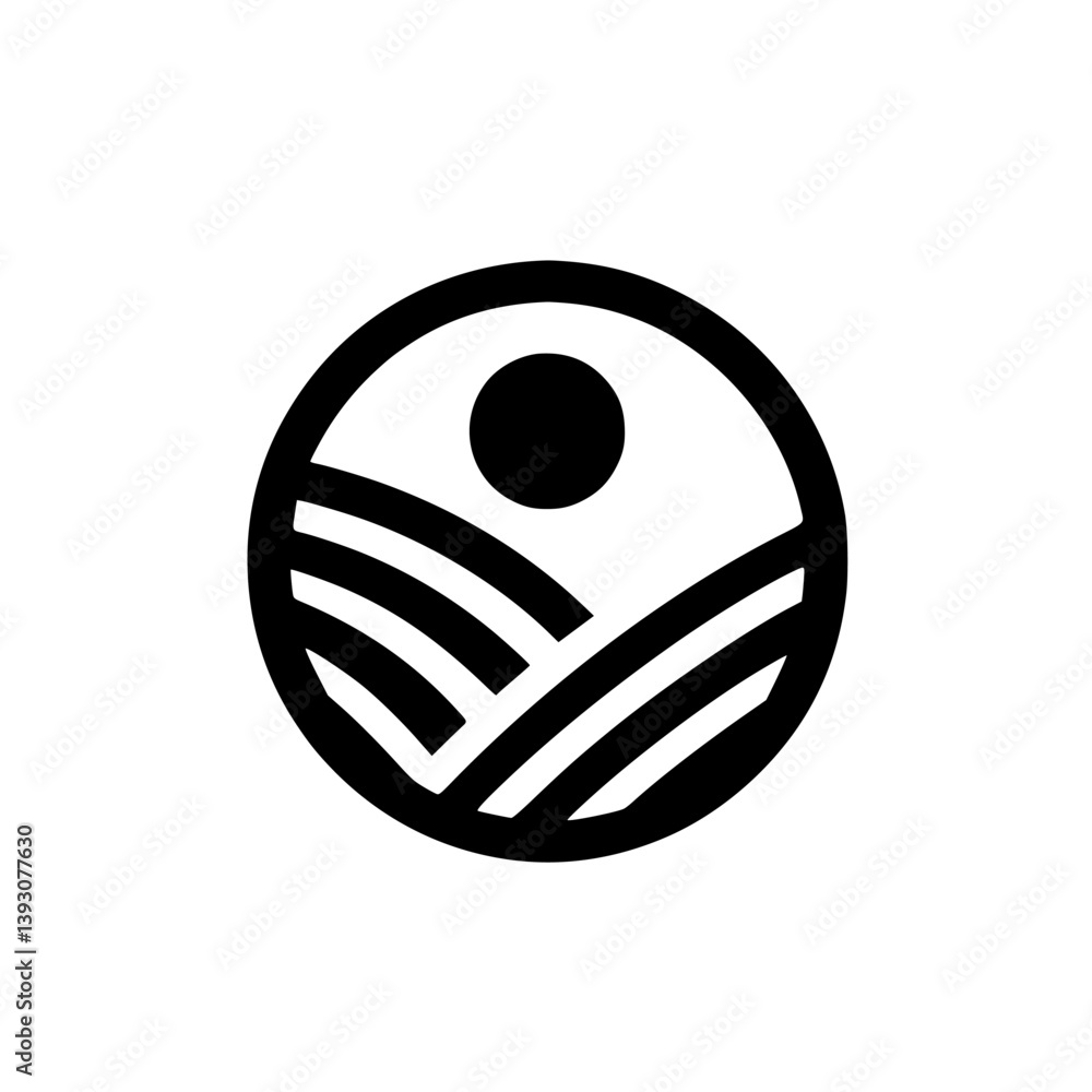 Fototapeta premium Abstract Circular Farm Logo: Black & White Modern Design