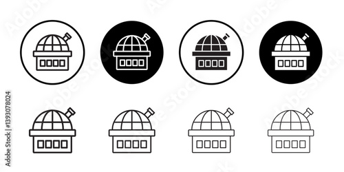 Space observatory icon outline collection or set in black and white