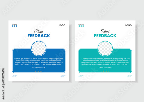 Testimonials or review by customer and post for social media, web banner template layout.