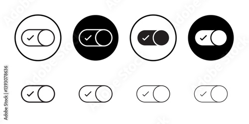 Toggle switch icon outline collection or set in black and white