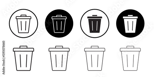 Trash icon outline collection or set in black and white