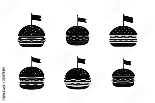 hamburger flag toothpick vector art silhouette