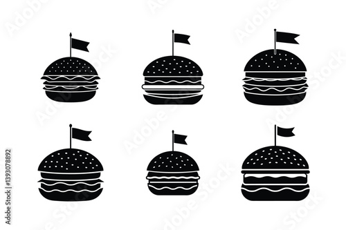 hamburger flag toothpick vector art silhouette