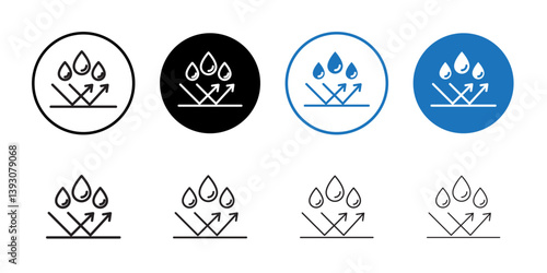 Water repellent surface icon outline collection or set in black and white