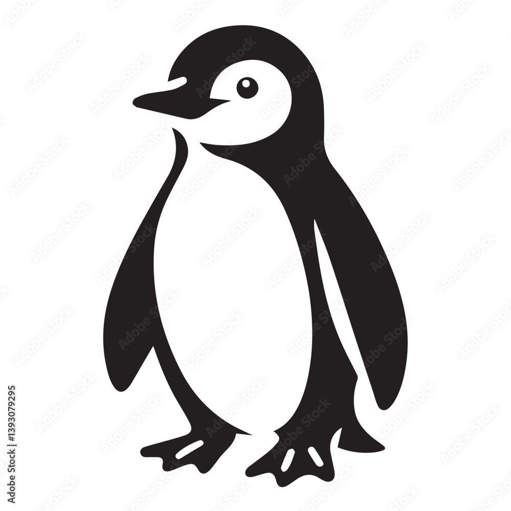 Obraz premium Penguin silhouette black and white vector icon