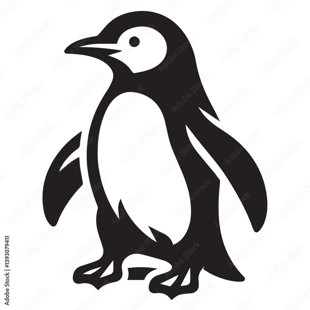 Obraz premium Penguin silhouette black and white vector icon