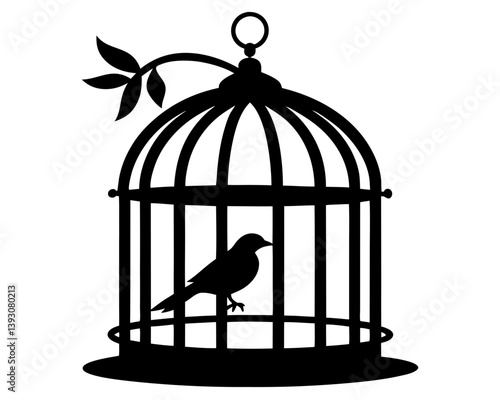 Bird Cage Silhouette Vector Design, Bird Cage SVG, Bird Cage Icon