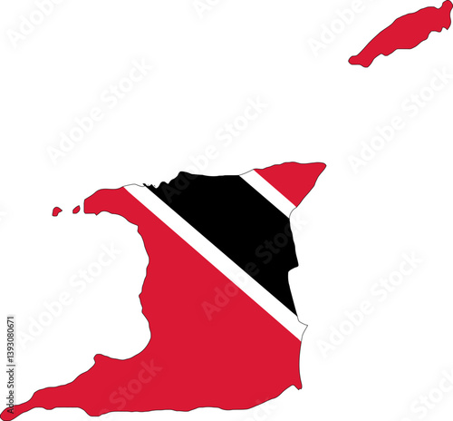 Trinidad and Tobago flag on the map illustration vector with transparent.eps