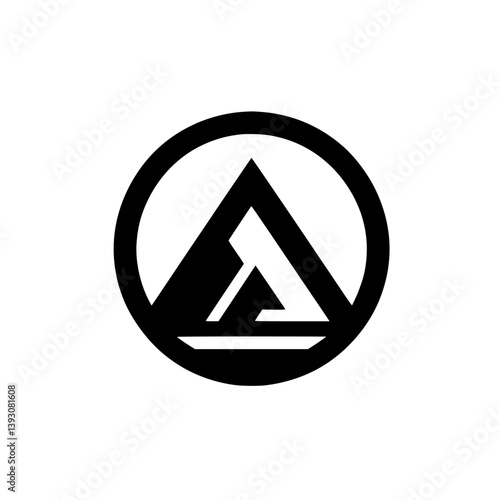 Free Download Geometric Logo, Black Triangle Circle, Clean Modern Design, Emblem, White Background - GFXLoad