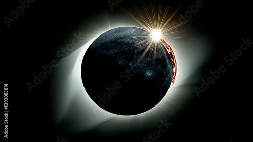 Obraz na płótnie Stunning view of a solar eclipse with the sun's rays shining around the moon w salonie