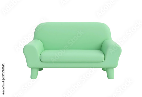 Soft Green Couch Design Isolated on Transparent Background
