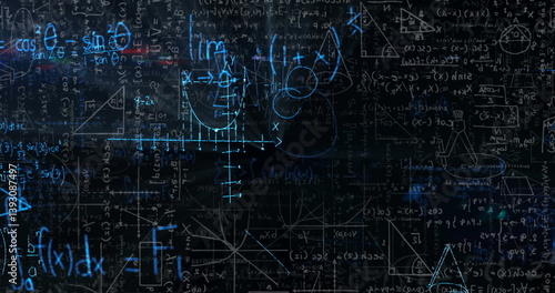 Obraz na płótnie Image of mathematical equations on black background