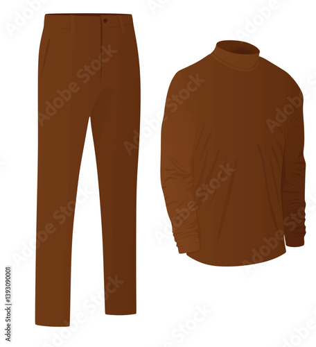 Long sleeve t shirt and chino pants. vector