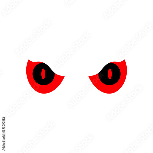 Scary Red Monster Animal Eyes. Vector illustration.