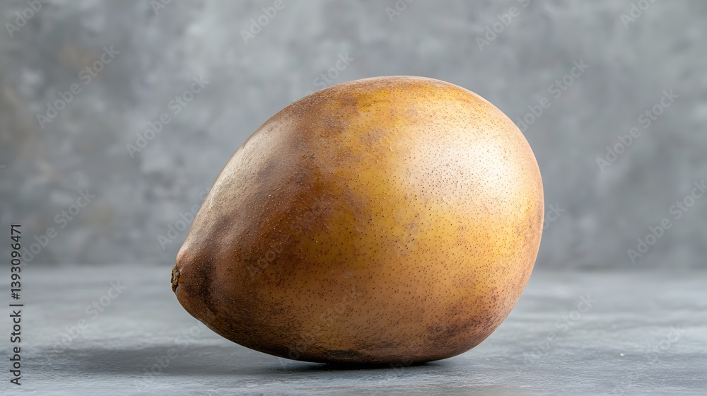 Fototapeta premium Ripe Brown Sapote Fruit on a Gray Background with Soft Lighting