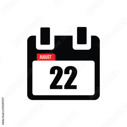 calender icon, 22 august icon with white background