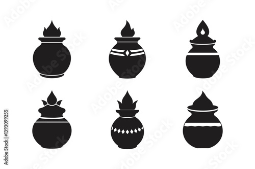 kalash sacred pot vector art silhouette
