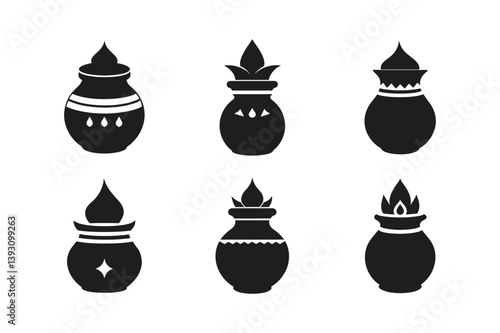 kalash sacred pot vector art silhouette