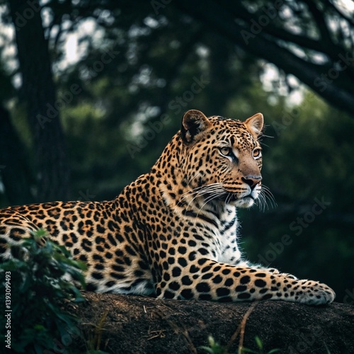 Majestic Leopard Resting in its Natural Habitat