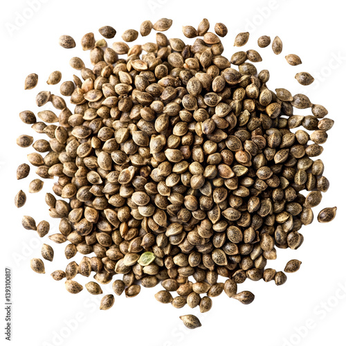 Hemp seeds scattered on black background healthy food superfood