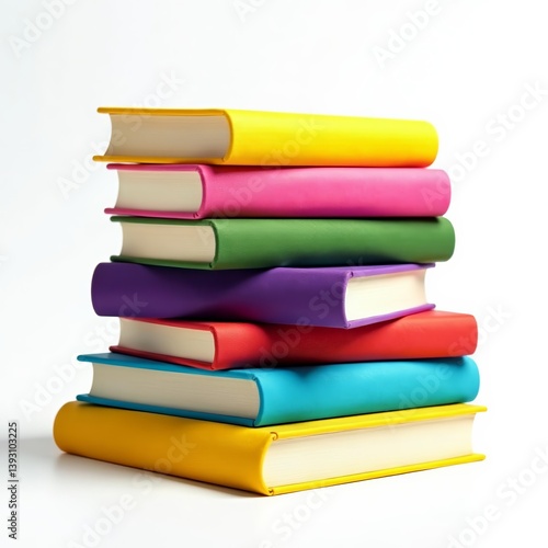 Wallpaper Mural Colorful hardback books piled up, isolated on white, background, stack, library Torontodigital.ca