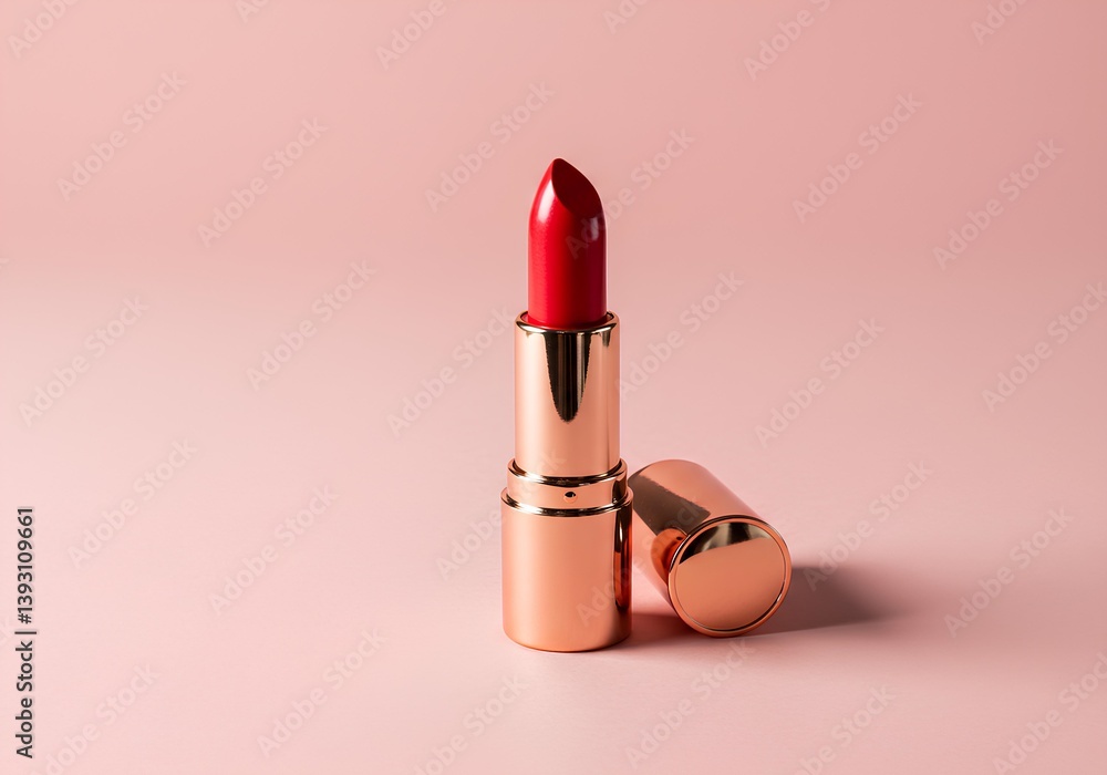 classic red lipstick in a chic gold case with the lid removed timeless beauty staple classic red lipstick in a chic gold case with the lid removed timeless beauty staple