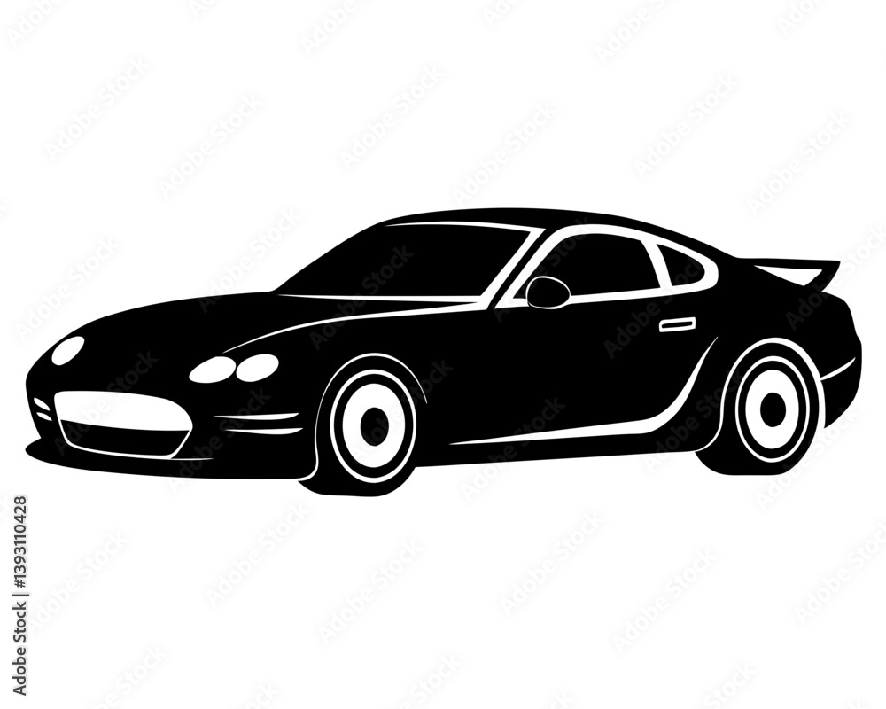 Fototapeta premium Sports Car Silhouette Vector Design, Sports Car SVG, Sports Car Icon