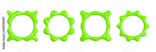 Wavy 3D frames with reflective glossy texture create a vibrant visual display for design elements or artistic projects