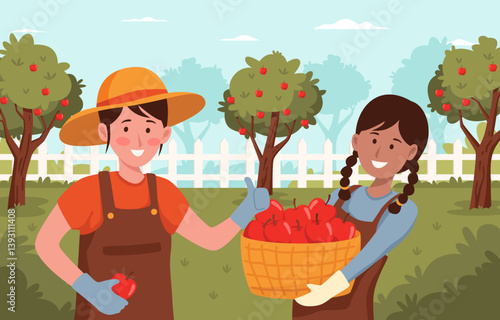 Harvesting Apples in Farm Activity