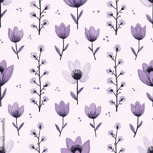 Wallpaper Mural Spring Floral Seamless Pattern, abstract seamless pattern with flowers and branches, background graphic design print vector illustration, vintage colors. Torontodigital.ca