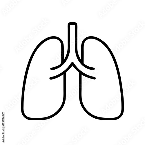 human lungs Organ  outline icons on white background