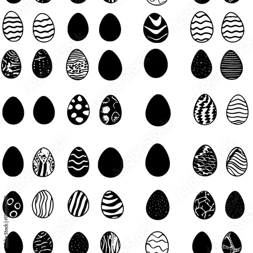 Collection of Eggs pattern vector designs, Eggs seamless pattern