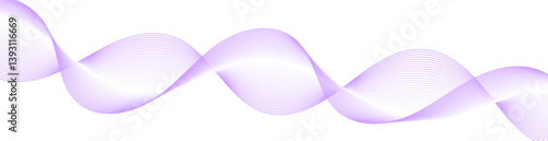 Abstract background with lines and waves. Web banner size. Element for design isolated on white. Vector background for brochure, booklet, flyer, poster. Purple and white gradient