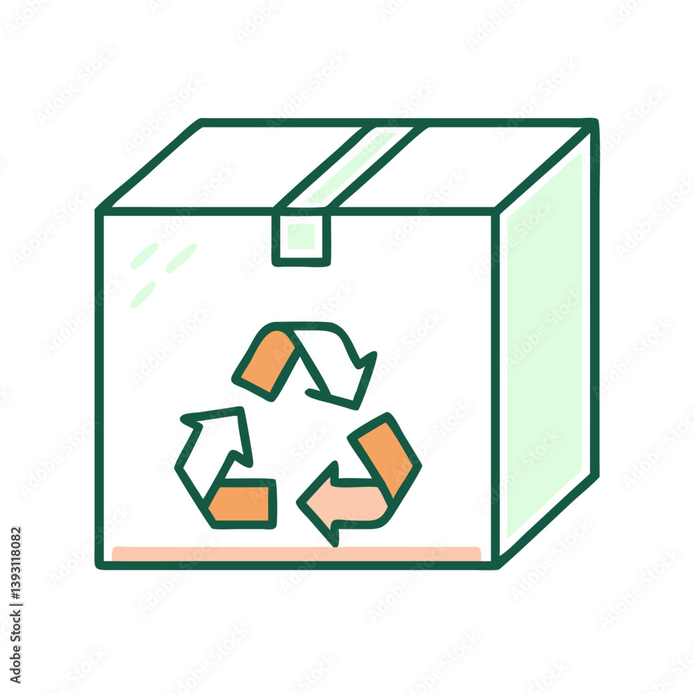 Minimalistic Recyclable Cardboard Box with Recycling Symbol Minimalistic Recyclable Cardboard Box with Recycling Symbol