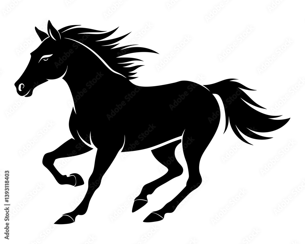 Running Horse Silhouette Vector & Wild Galloping Animal SVG Icon Running Horse Silhouette Vector & Wild Galloping Animal SVG Icon