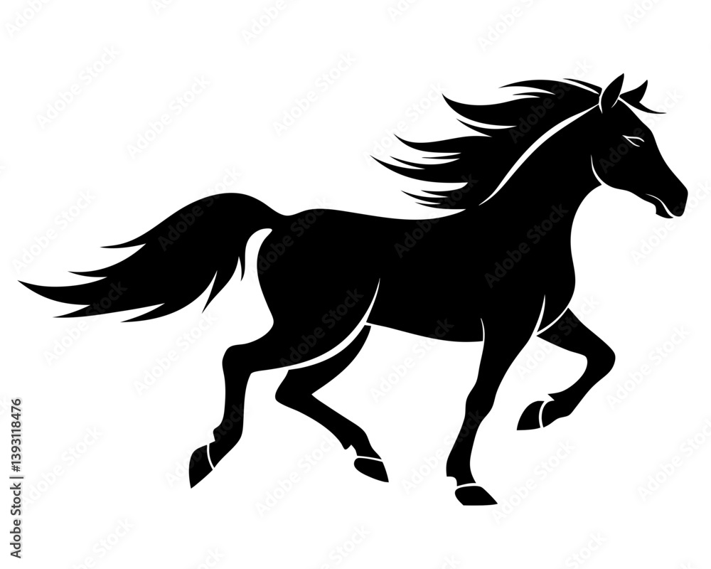Running Horse Silhouette Vector & Wild Galloping Animal SVG Icon Running Horse Silhouette Vector & Wild Galloping Animal SVG Icon