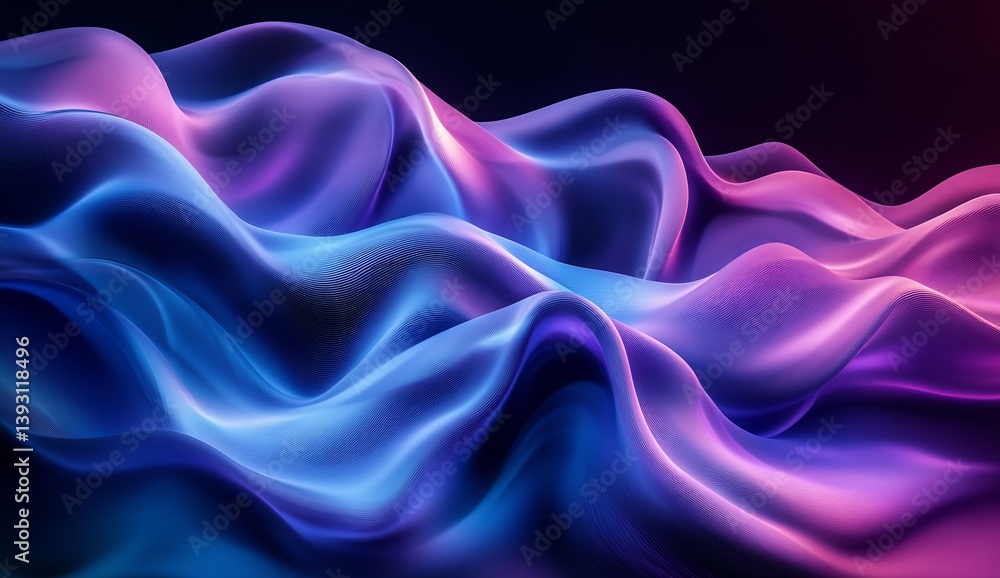 Obraz premium Stunning digital abstract wave landscape featuring vivid blue and purple color gradients flowing seamlessly : Generative AI