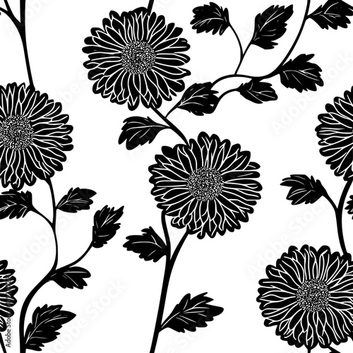 Collection of Asters pattern vector designs, Asters seamless pattern