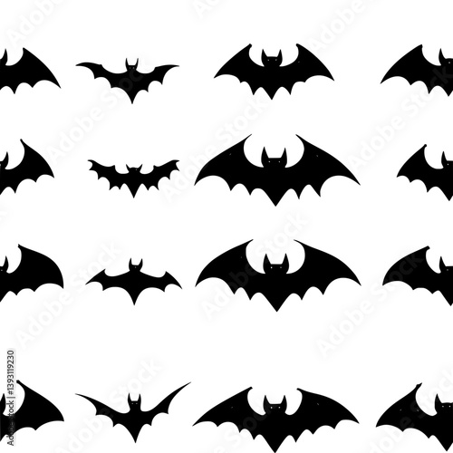 Pattern of Bats vector icons, Bats seamless pattern