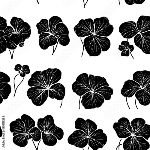 Pattern of Begonias vector icons, Begonias reapeating pattern