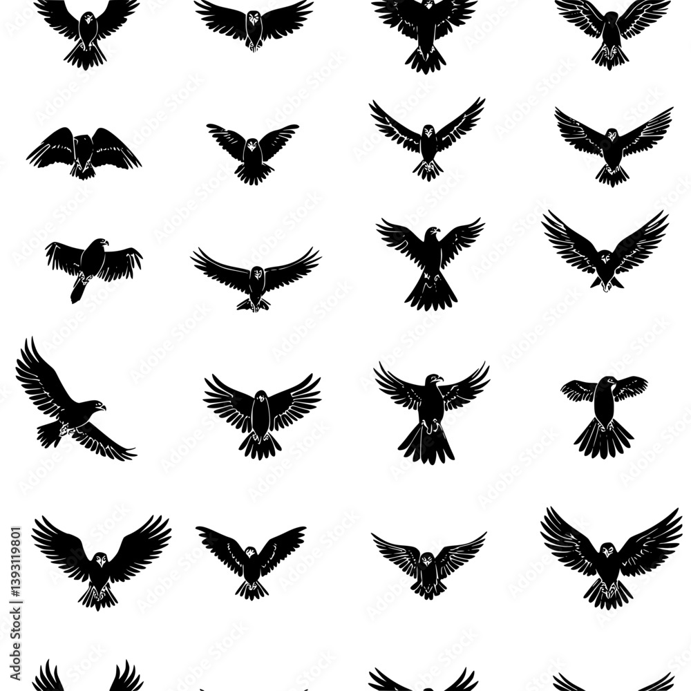 Fototapeta premium Collection of Eagles pattern vector designs, Eagles reapeating pattern