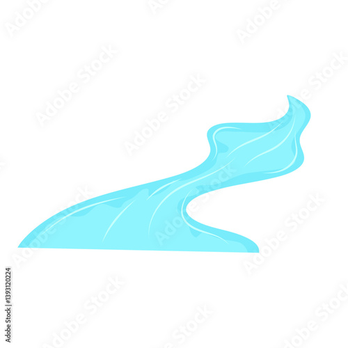 Winding blue river. Vector landscape illustration.